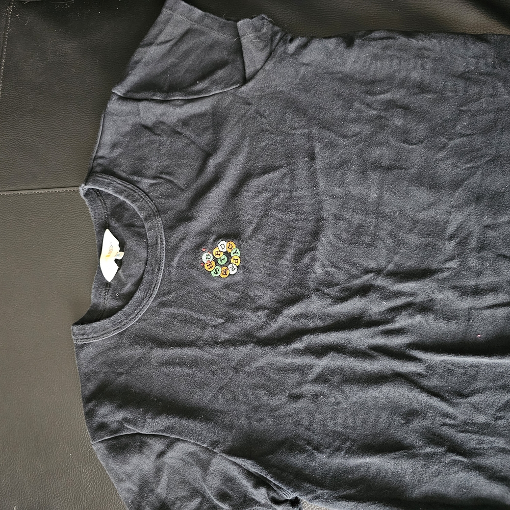 Teddy Fresh Black Crop Top with Colorful Patch
